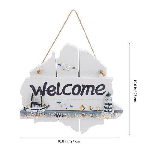 Welcome Hanging Tag White Mdf Door Decor Creative Hanging Ornament 1