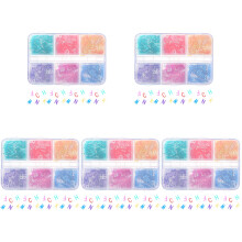 5Boxes Multi Color Pet Letter Charms for Nails DIY Manicure Supplies