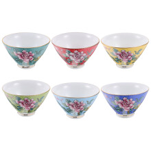 6St Keramische Theekopjes Set Wit Porselein Assorti Kleuren Voor Thuis