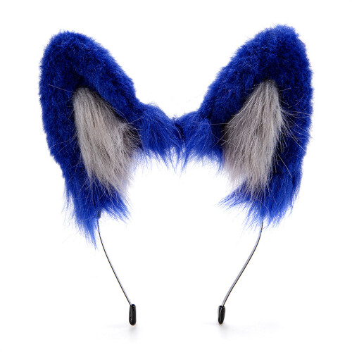 Lightweight Wolf Ears Furry Headbands Accessories For-Blue