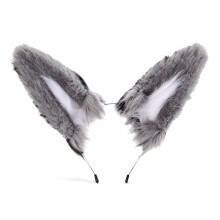 Plush Wolf Ears Hairband Furry Headbands for Coser Anime-Gray