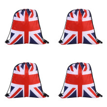 Set Of 4 Waterproof Drawstring Pouches With National Flags-UK
