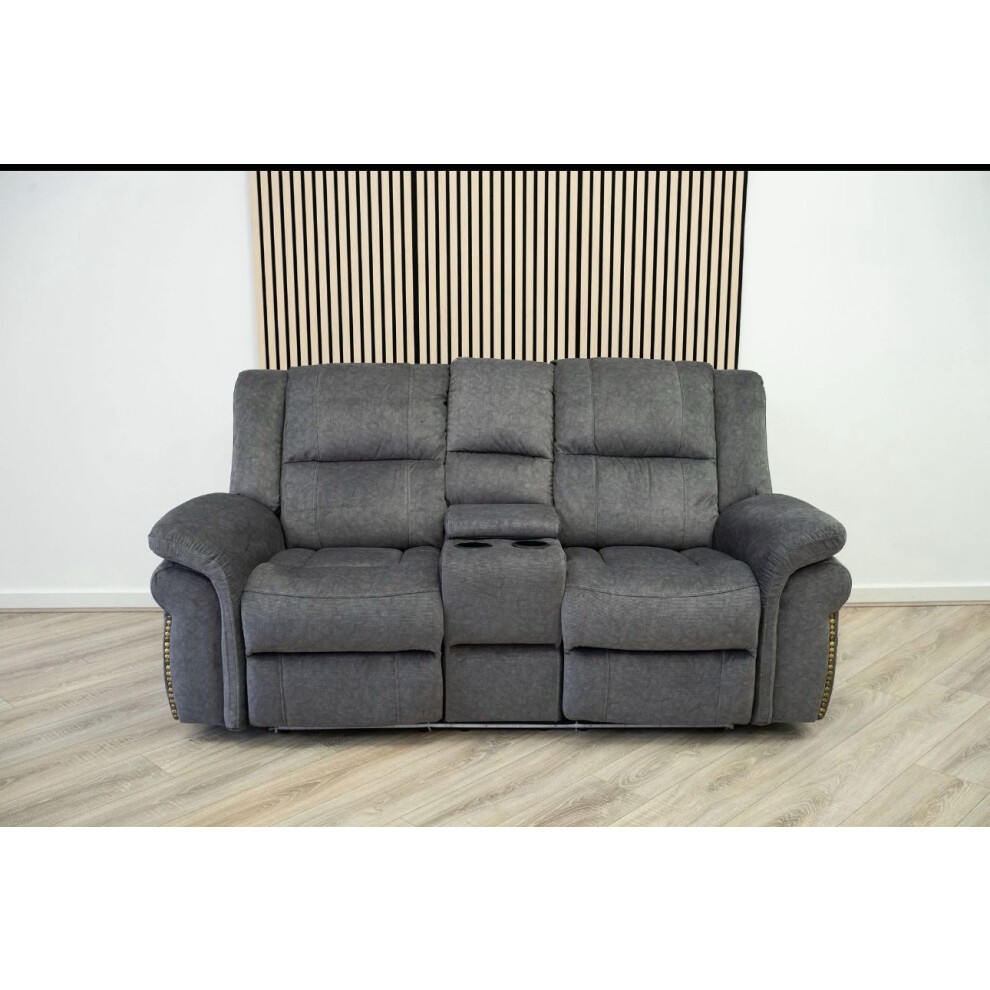 Snugg Furniture Berlin 2 Seater Fabric Recliner Sofa Grey