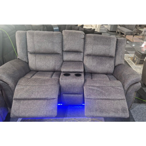 Snugg Furniture Berlin 2 Seater Fabric Recliner Sofa (Grey) 2