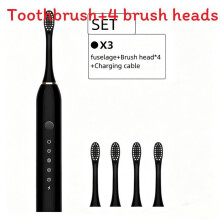 (Black) Toothbrush Electric Adult With Rechargeable Battery Whitening Function And Travel Case