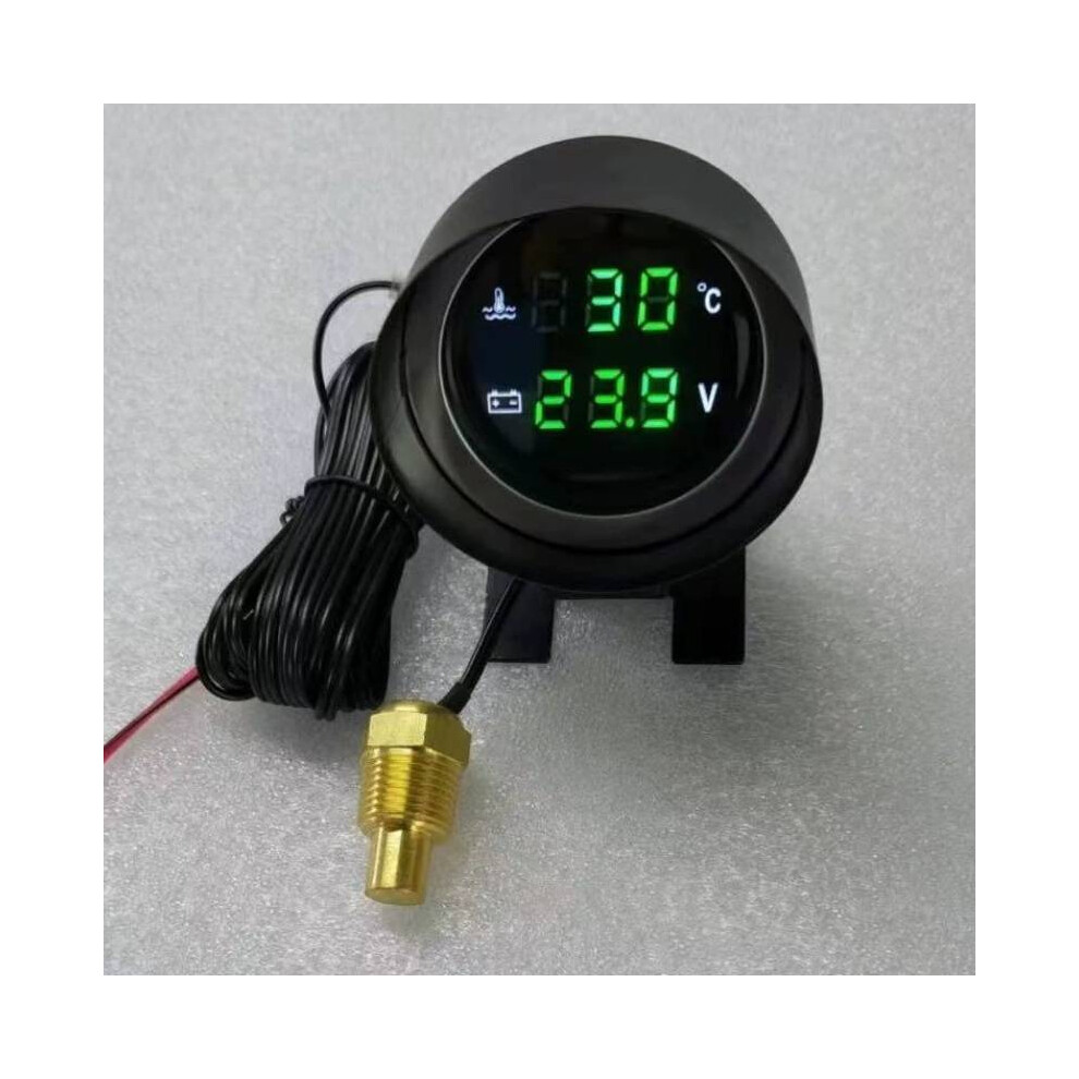 (Green) Temperature Led Automotive And Voltage Gauge With Abs Material For Trucks Cars Green 696438874797