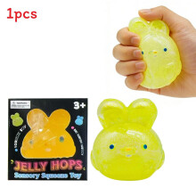(Yellow)Jelly Hops Rabbit Shape Stress Toy With Soft Tpr Material For Home Office And School