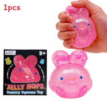 (Pink)Jouet anti-stress en forme de lapin en gelée houblon avec matériel souple Tpr pour bureau à domicile et école