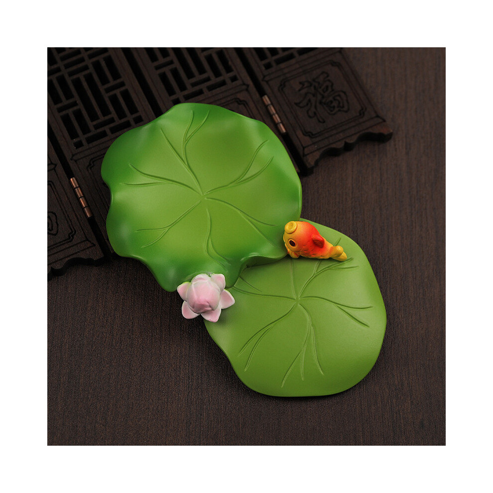(Green) Car Interior Resin Lotus Leaf Ornament With Nonslip Base For Decor Creative Home Green 697640857769