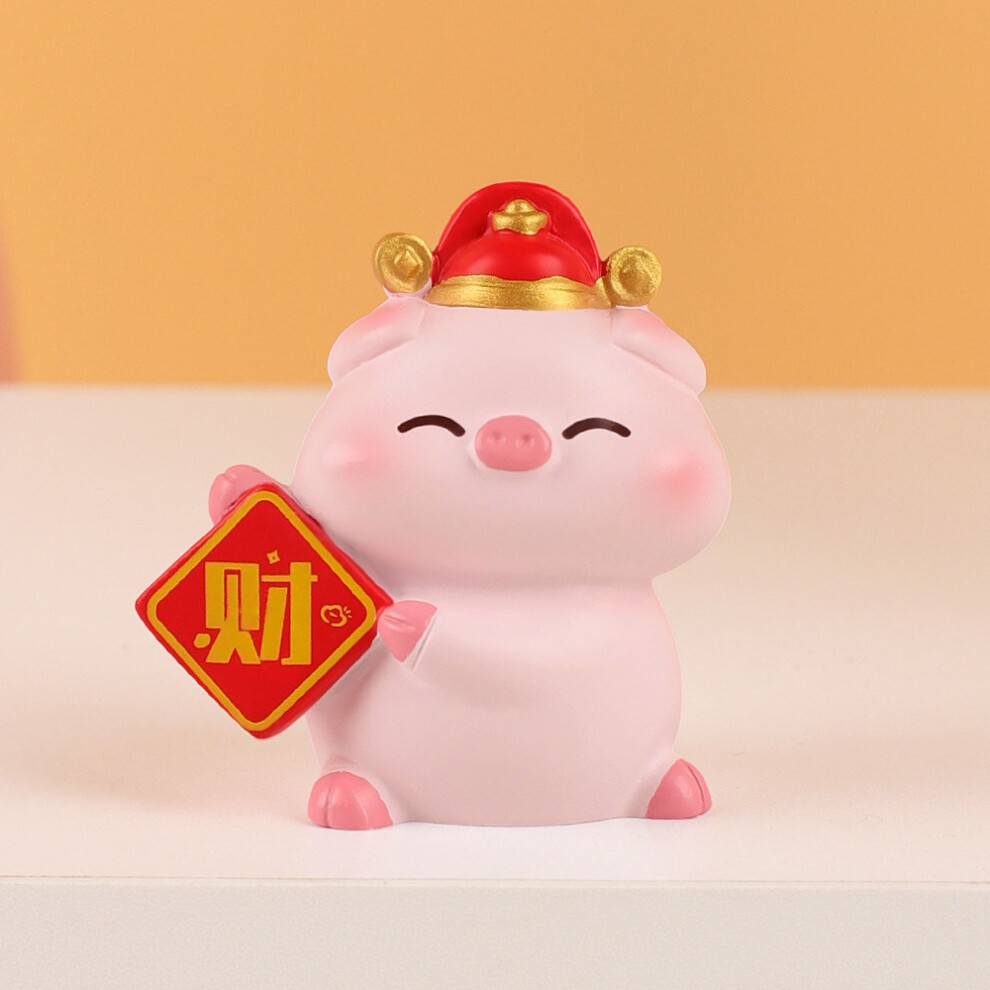 ( B) Pig Cartoon Luck Decor Resin Miniature Desktop Ornament For Gifts Office Home Pink 695857296012
