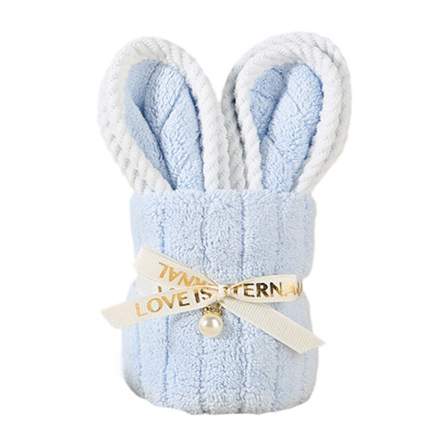 Rapid Drying Microfleece Rabbit Hand Towel Great For-Blue