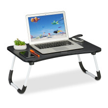 Mesa de colo dobrável preta - bandeja para laptop com estrutura de ferro