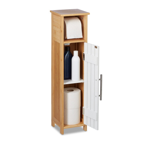 Bathroom Cabinet with Storage and Toilet Roll Holder