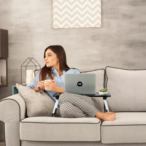 Black Folding Lap Desk - Laptop Bed Tray with Iron Frame 2