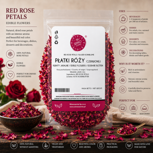 Essbare getrocknete Rosenblütenblätter 200 g 1