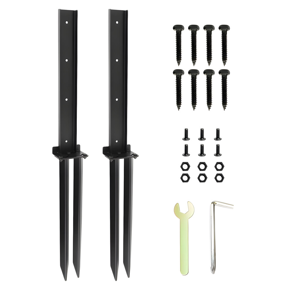 Extended Use Fence Post Fixing Clamps 2 Pieces Iron Construction 7754003270689