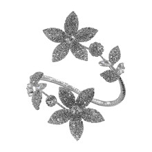 Stylish Adjustable Floral Bracelet Open Bangle With-Silver