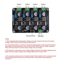 XL4015 4-Channel Adjustable Step-Down Power Supply Module - Converter DC5-32V to DC0.8-30V 5A Max Power Supply Board
