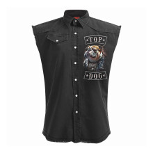 (M, Black) Spiral Direct Unisex Adult Top Dog Back Print Stone Wash Sleeveless Shirt