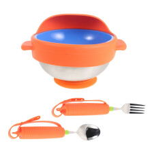 1Set Assisted Dining Weighted Utensils with Non-Spill Bowl for Elderly