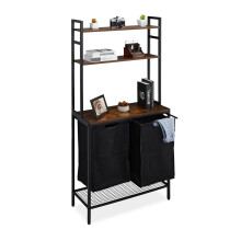 Laundry Basket Rack with Pull-Out Bins and Shelves