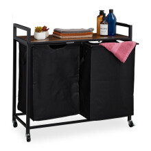 Pull-Out Laundry Basket Rack with Shelf and Wheels