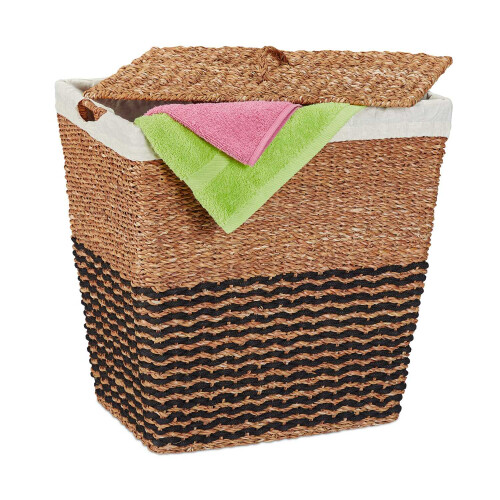 Laundry Basket with Lid, Seagrass, 87L Capacity