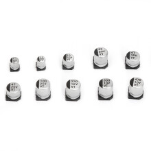 200Pcs SMD Caps 4x5-8x10mm 1-470uF 10-50V Assorted