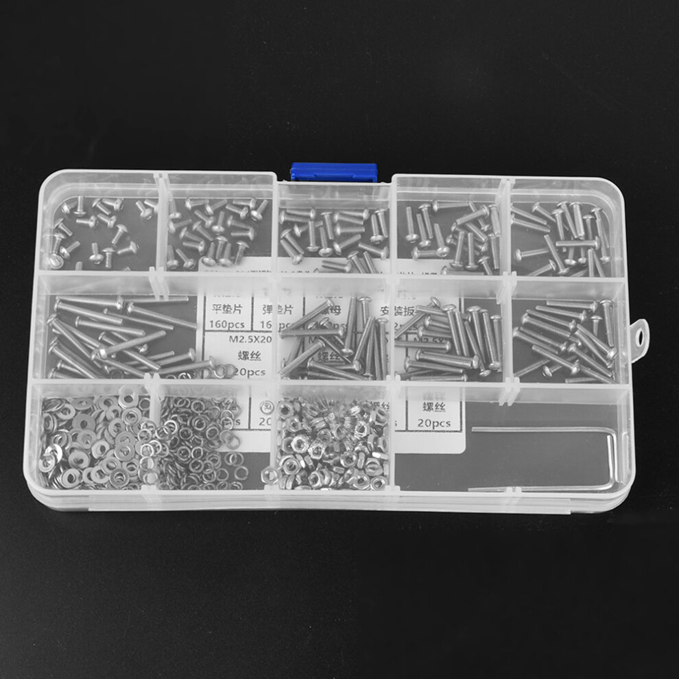 662Pcs Sus304 M2.5 Pan Head Hex Socket Kit Silver 9361393799645