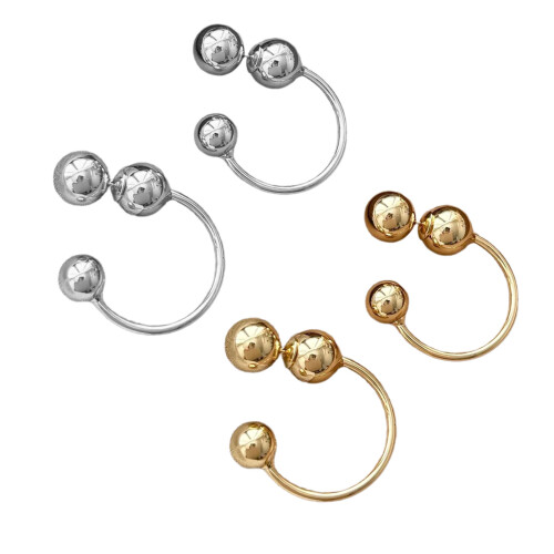 Beautiful Two Style Round Bead Drop Earrings Gold Plated-silver 1