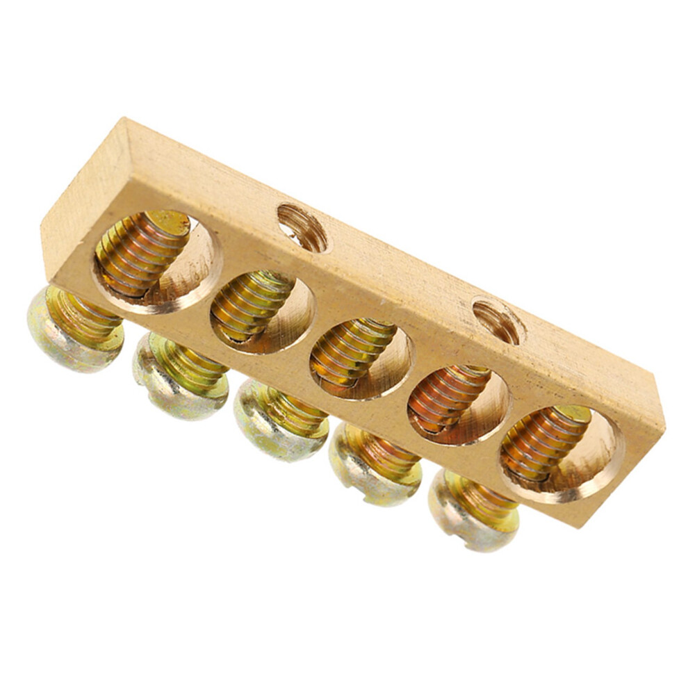 10Pcs Brass 5-Hole Electrical Distribution Terminal Bar Ground Neutral Block 9351393801653
