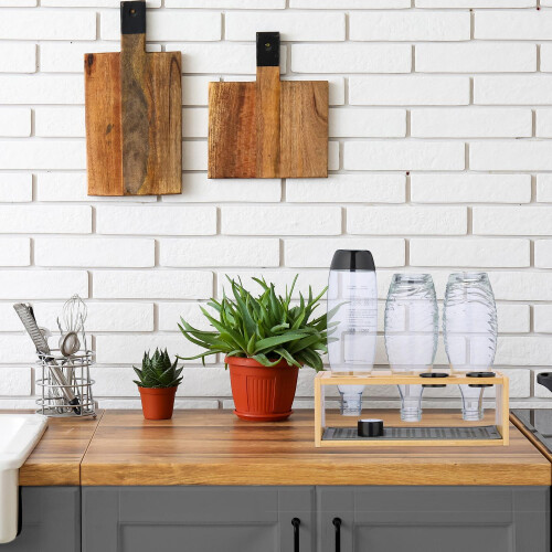 Bamboo Bottle Drying Rack for 3 Bottles 1
