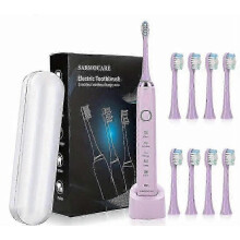 Brosse à dents sonique Sarmocare S100 (violette, 8 têtes) - Rechargeable par USB, étanche, avec 8 têtes de brosse - Soins dentaires professi