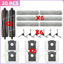 (LOT DE 4) Pièces détachées compatibles avec l'aspirateur (MOVA Z50 Ultra) : rouleau principal, brosse latérale, filtre HEPA, sac à poussièr