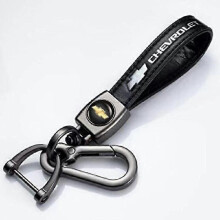 (Chevrolet) Schlüsselanhänger aus Leder mit Haken, Automarkenlogo, Federverschluss und Ring, kompatibel mit den gängigen Automarken_i*