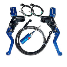 (Blau, 1 Set) 14-mm-Kolben-Motorrad-Hydraulikkupplungssatz, Bremszylinder-Satz, 1200-mm-Schlauch für Honda, Yamaha, Kawasaki und Suzuki