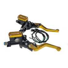 (Pompe dorée, 1 paire) Kit d'embrayage hydraulique pour moto avec piston de 14 mm, kit de maître-cylindre de frein et flexible de 1200 mm po