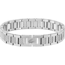 Bracelet à maillons de la collection en acier inoxydable orné d'un motif petit piqué - Disponible pour homme et femme en argent