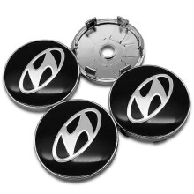 (60 mm zwart) 4 stuks auto-accessoires, wieldopstickers, emblemen voor Hyundai Accent, Tucson I30, Ix35, Santa Fe, Sonata, GV70, G70