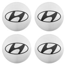 (56 mm zilver) 4 stuks auto-accessoires, wieldopstickers, emblemen voor Hyundai Accent, Tucson I30, Ix35, Santa Fe, Sonata, GV70, G7