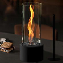 Premium-Tischkamin für Alkohol, geeignet für drinnen und draußen, mit verstellbarem Flammenring, Größe: Tornado Black