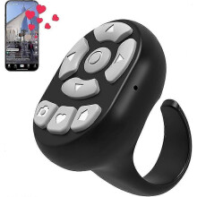 (Čierny) TikTok rolovací krúžok s diaľkovým ovládaním prstom, bezdrôtové diaľkové ovládanie Bluetooth na prst, diaľkový rolovací