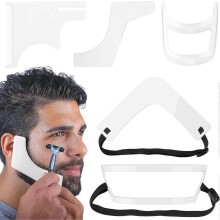Guia de Barbear para Barba e Pescoço, Kit de Ferramentas para Corte de Cabelo Masculino, Molde para Modelar Cavahaque e Bigode Branco