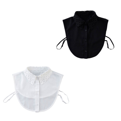 Friendly Detachable Collar withLace Embroidery for-Black 1