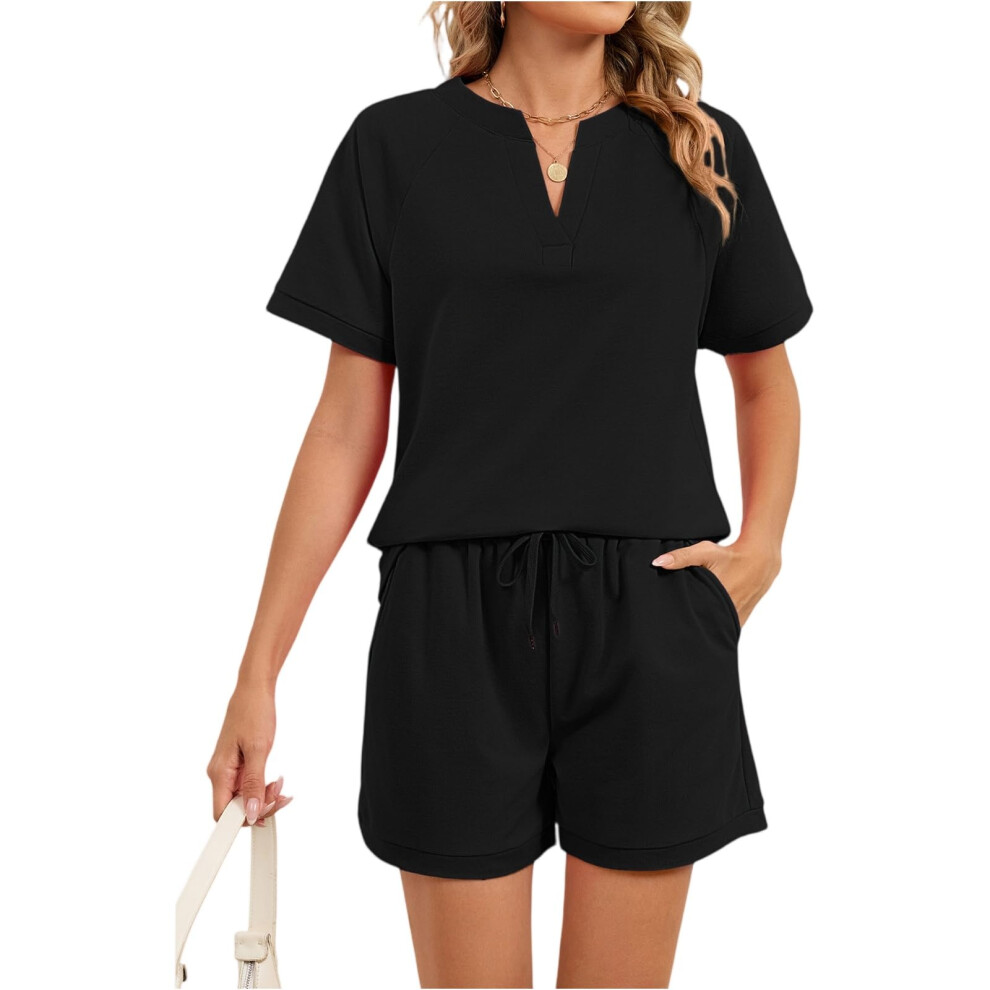 Women's two-piece casual shorts set-Black M