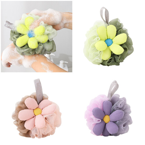 Color Sunflower Design Bath Puff Colorful Fun Addition-3 2