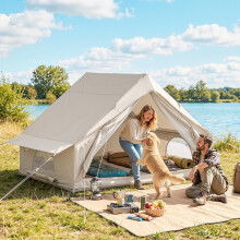 Outsunny Inflatable Tent Waterproof for 2-4 Person, Beige
