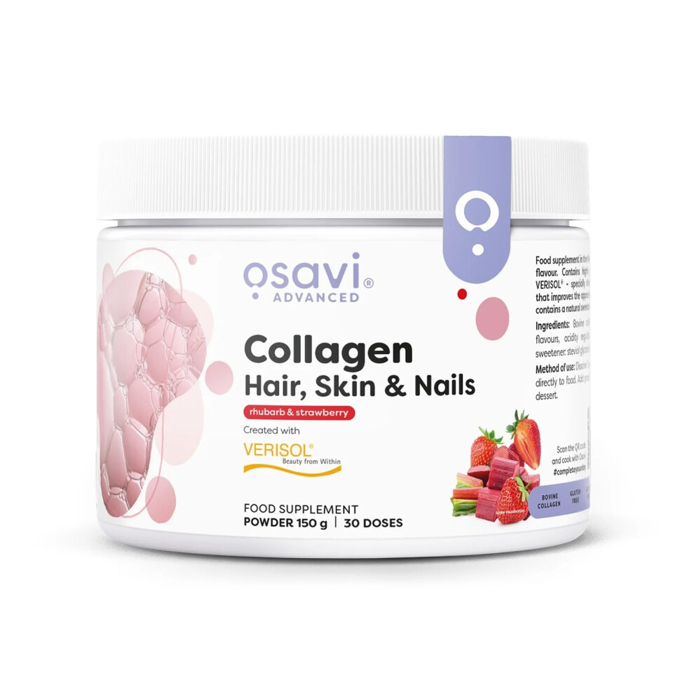 Collagen Peptides (Hair Skin & Nails), Rhubarb & Strawberry - 150 grams - Image 4