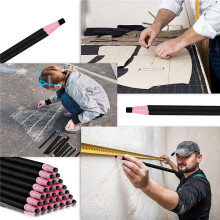 36 Pcs Peel Off Chine Marqueurs Graisse Crayons pour Verre MéCanique Cire Crayon Marquage Crayons (Noir)