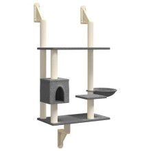 Árvore para gatos móvel torre escalar brinquedo arranhador arranha-pé escada plataforma de parede com arranhador escuro